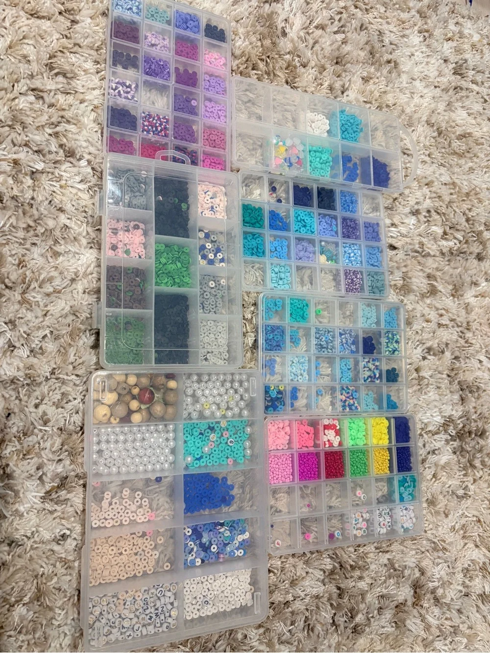 Clear Plastic Compartment Storage Box - Multi-Color Bead Organizer